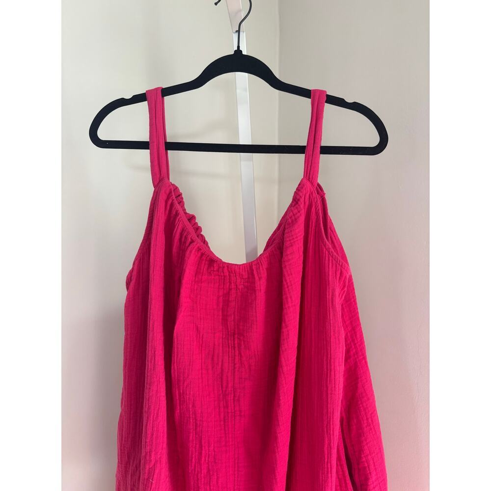 Old Navy Pink Gauze Shirred Midi Dress Adjustable Strap Women's Size XXL - Picture 5 of 8